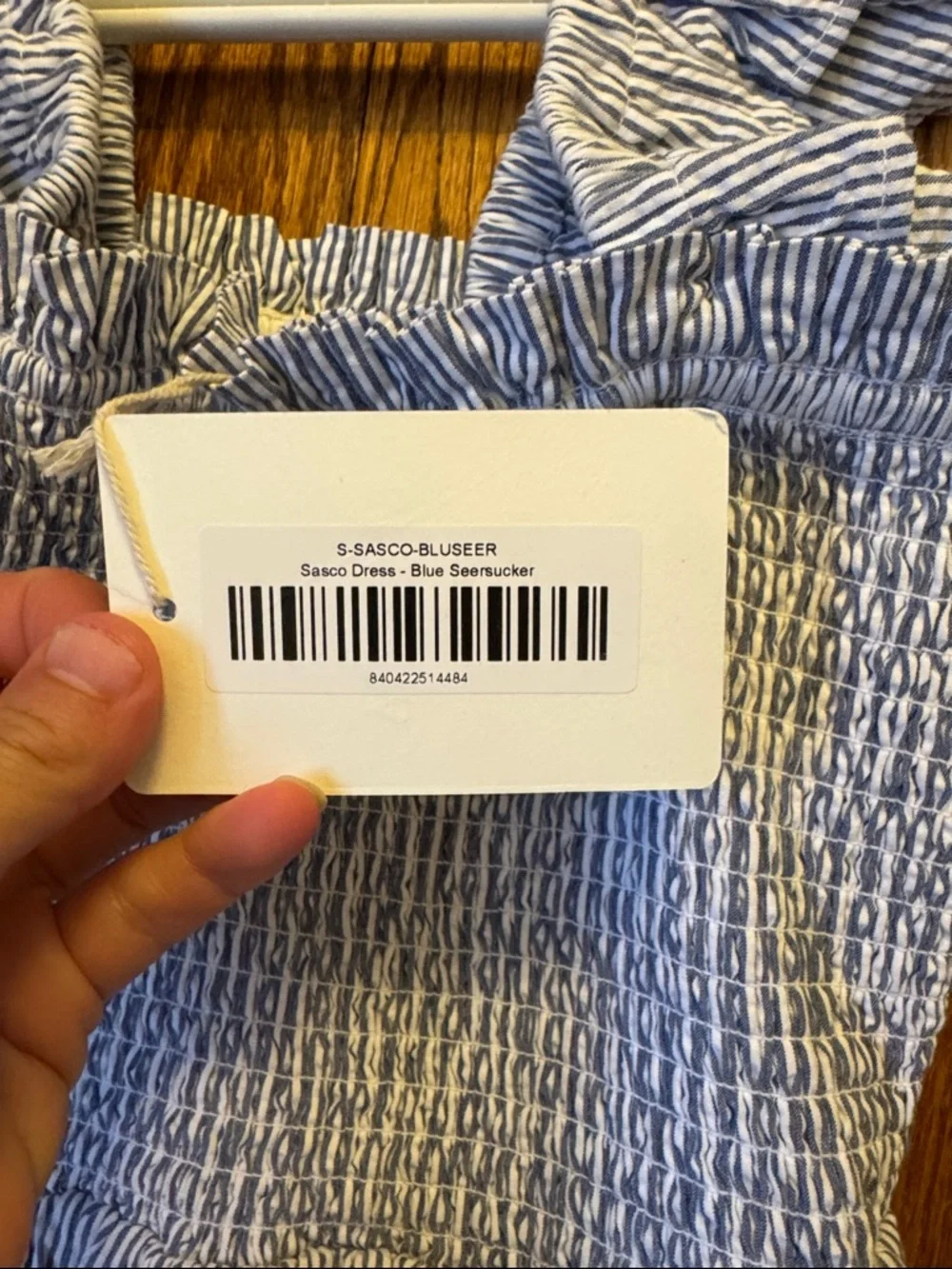 Smocked Blue Striped Maxi Dress with Ruffle Straps - Picture 3 of 3